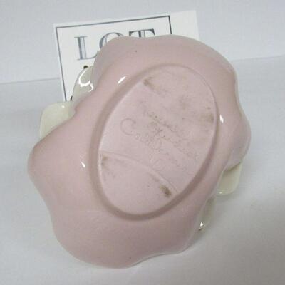 Very Pretty Small Pink & White Basket Jewerly Dish California Pottery