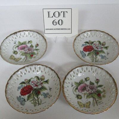 Pretty Set of 4 Small Butterfly Bowls Signed Edmunds