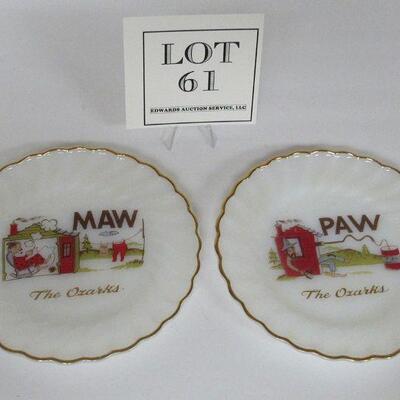 Vintage Anchor Hocking Maw and Paw Plates on Milk Glass - Too Cute!