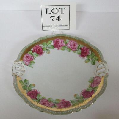 Vintage Selesia Pierced Plate With Pink Roses