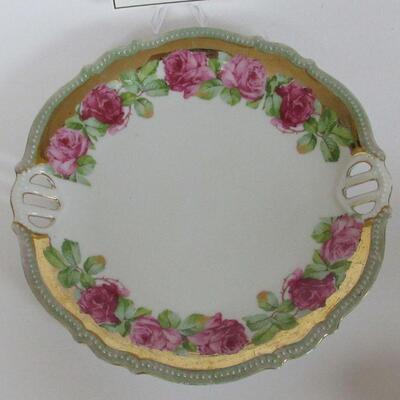 Vintage Selesia Pierced Plate With Pink Roses