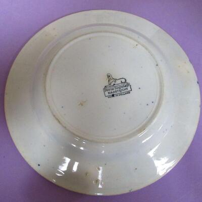 2 Antique Maastricht Holland Plates, Pink Willow, Blue & White Scenic