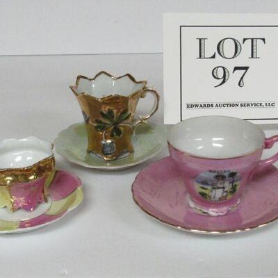 3 Miniature Cup and Saucer Sets Cute One is Nassau Bahamas