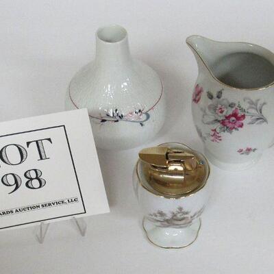 Vintage Rosenthal China Germany Vase, Pitcher, and Lighter - Read Description For More Info