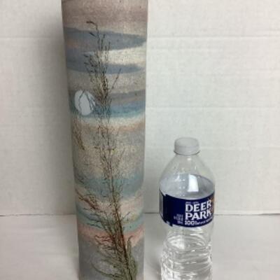 K - 104 Artisan Signed Cylinder Scenic Pottery Vase