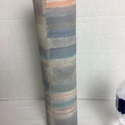 K - 104 Artisan Signed Cylinder Scenic Pottery Vase