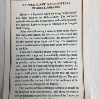 K - 112  â€œ Copper Flash â€œ Raku Pottery by Bruce Johnson