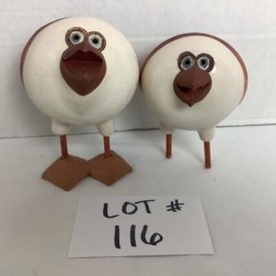 K - 116 Pair of Signed, Artisan Pottery Birds 