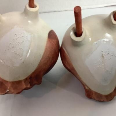 K - 116 Pair of Signed, Artisan Pottery Birds 