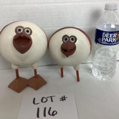 K - 116 Pair of Signed, Artisan Pottery Birds 