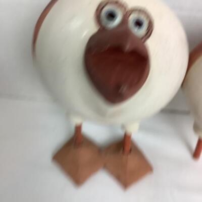 K - 116 Pair of Signed, Artisan Pottery Birds 
