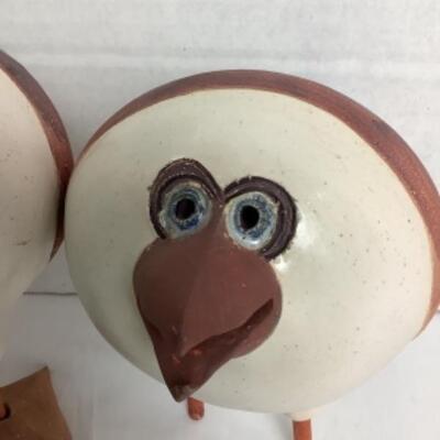 K - 116 Pair of Signed, Artisan Pottery Birds 