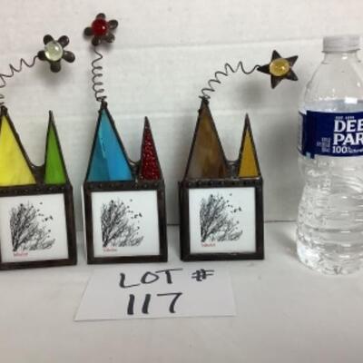 K- 117  Set of 3 Stain Glass Castle Frames