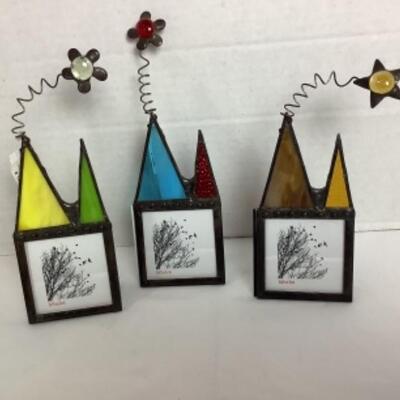 K- 117  Set of 3 Stain Glass Castle Frames