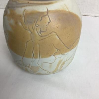 K - 120 Artisan Signed Raku Pottery Jar 