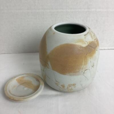 K - 120 Artisan Signed Raku Pottery Jar 