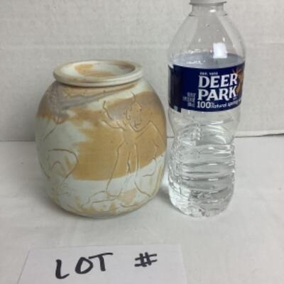 K - 120 Artisan Signed Raku Pottery Jar 