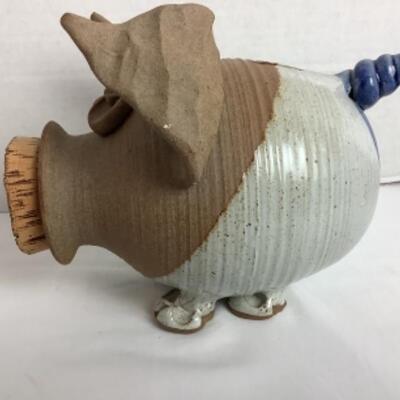 K - 122  Partially Glazed Pottery â€œ Piggy â€œ Bank