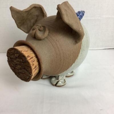K - 122  Partially Glazed Pottery â€œ Piggy â€œ Bank