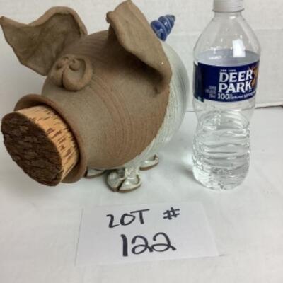 K - 122  Partially Glazed Pottery â€œ Piggy â€œ Bank