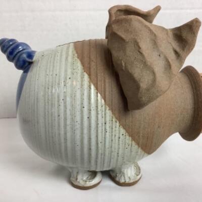 K - 122  Partially Glazed Pottery â€œ Piggy â€œ Bank