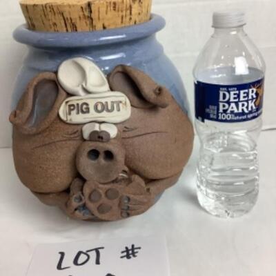 K - 123  Pottery, â€œ Pig Out â€œ Pig Cookie Jar
