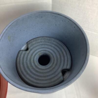 K - 127  Two Matching Pottery Bowls, One Blue Pottery Vase 