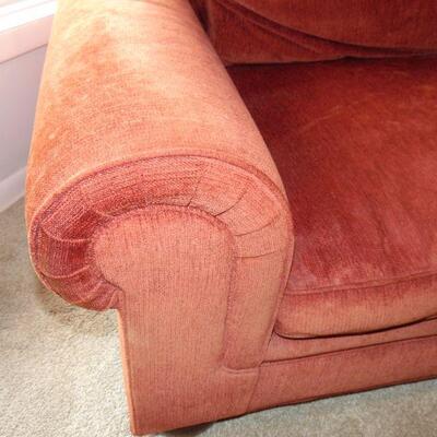 Contemporary Rust-Colored Velour Sofa