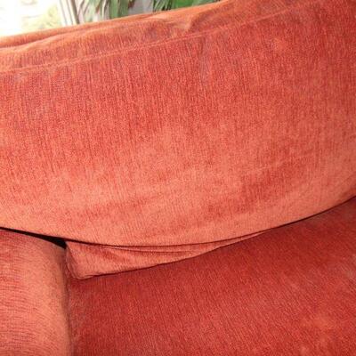 Contemporary Rust-Colored Velour Sofa