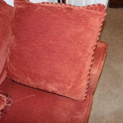 Contemporary Rust-Colored Velour Sofa