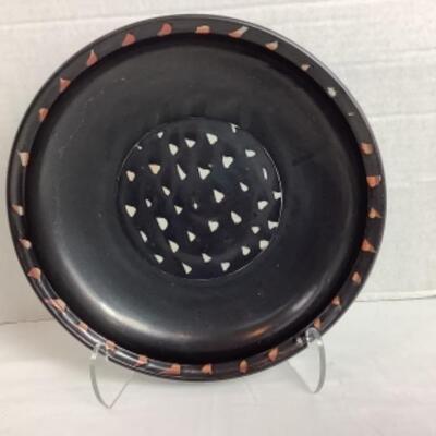 K - 130  Artisan Stamped Decorative Pottery Plate  