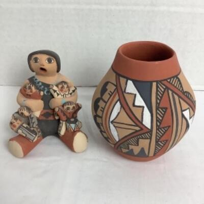 K - 133 Two Pottery Pieces Signed by Inya Jemez 