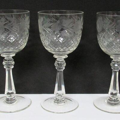 3 Beautiful Wheel Cut Goblets 