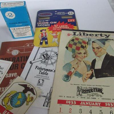 Lot of Vintage Paper Items, and Typewriter Ribbon, Patches