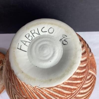 K - 140 Signed / Crafted by Fabrico â€˜96, Pottery Jar with Lid 