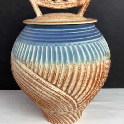 K - 140 Signed / Crafted by Fabrico â€˜96, Pottery Jar with Lid 