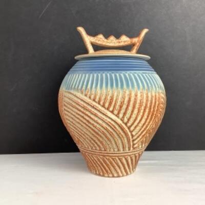 K - 140 Signed / Crafted by Fabrico â€˜96, Pottery Jar with Lid 