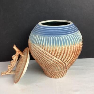 K - 140 Signed / Crafted by Fabrico â€˜96, Pottery Jar with Lid 