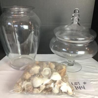 K - 144  Two Large Clear Glass Vessels 
