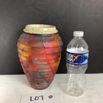 N - 155  Metallic Painted Raku Pottery Vase by Bruce Odell