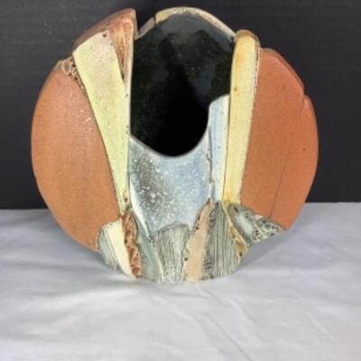 N - 159 Signed / Created by Karl Yost  Tricolored Pottery Vase 