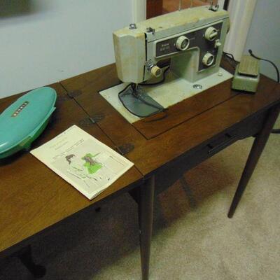 Vintage Sears Sewing Machine with Maple Cabinet