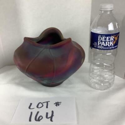 N - 164 Artisan Signed Unique Raku Pottery 