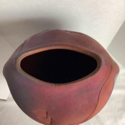 N - 165 Artisan Signed/ Crafted Colorful Raku Pottery Vase 