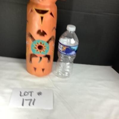 N - 171  Terra Cotta Luminaria Signed / Crafted by Robin Chlad  1989