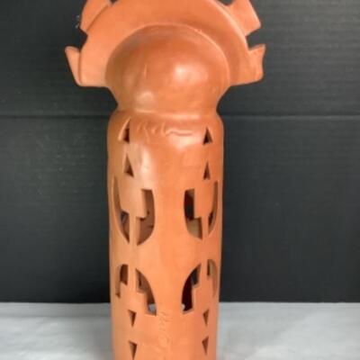 N - 171  Terra Cotta Luminaria Signed / Crafted by Robin Chlad  1989