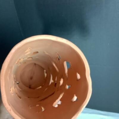 N - 171  Terra Cotta Luminaria Signed / Crafted by Robin Chlad  1989