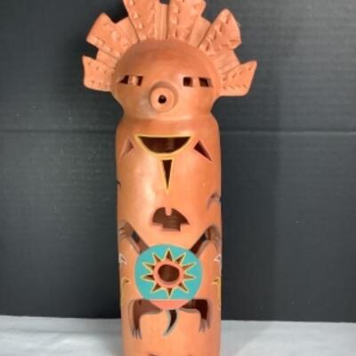 N - 171  Terra Cotta Luminaria Signed / Crafted by Robin Chlad  1989