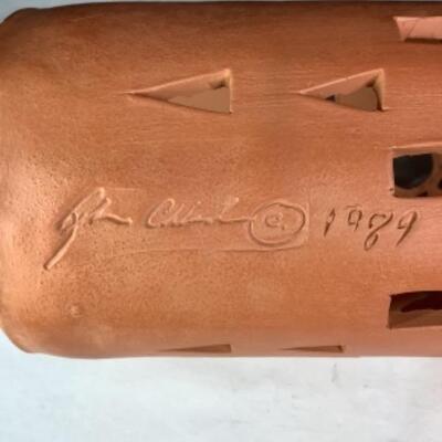 N - 171  Terra Cotta Luminaria Signed / Crafted by Robin Chlad  1989