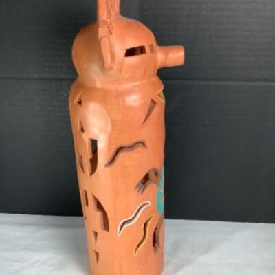 N - 171  Terra Cotta Luminaria Signed / Crafted by Robin Chlad  1989